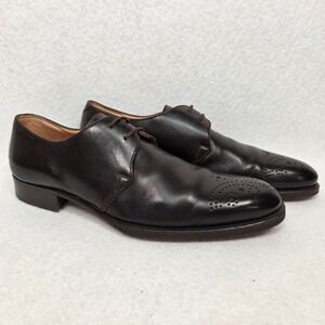 Gravati Derby Shoes Mens 8.5 M Dark Brown Leather Medallion Toe Made Italy 689